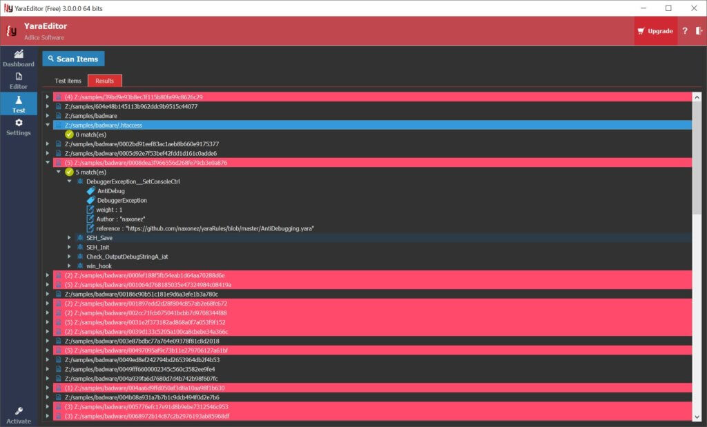 YaraEditor Yara Signatures Rules Editor & IDE • Adlice Software